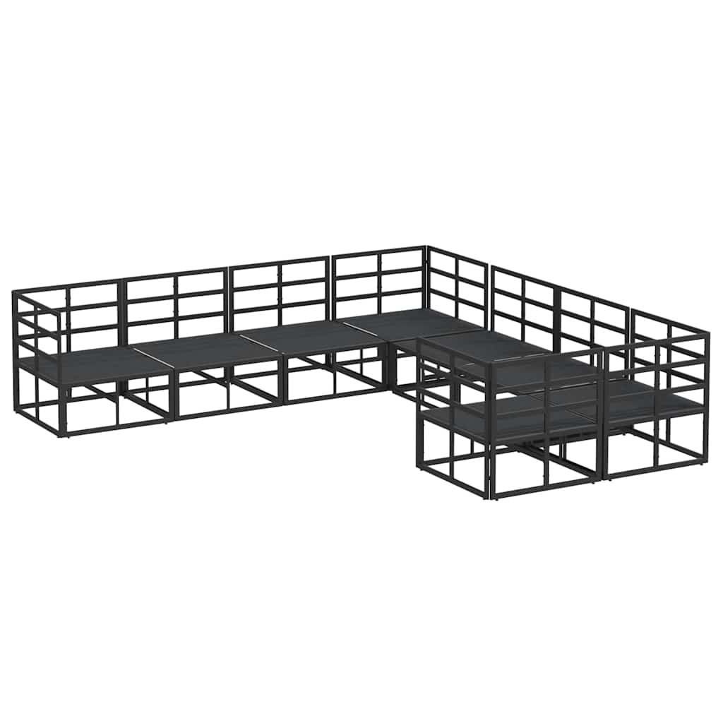 Havesofa Sæt med pude 8 pcs Sort Stål