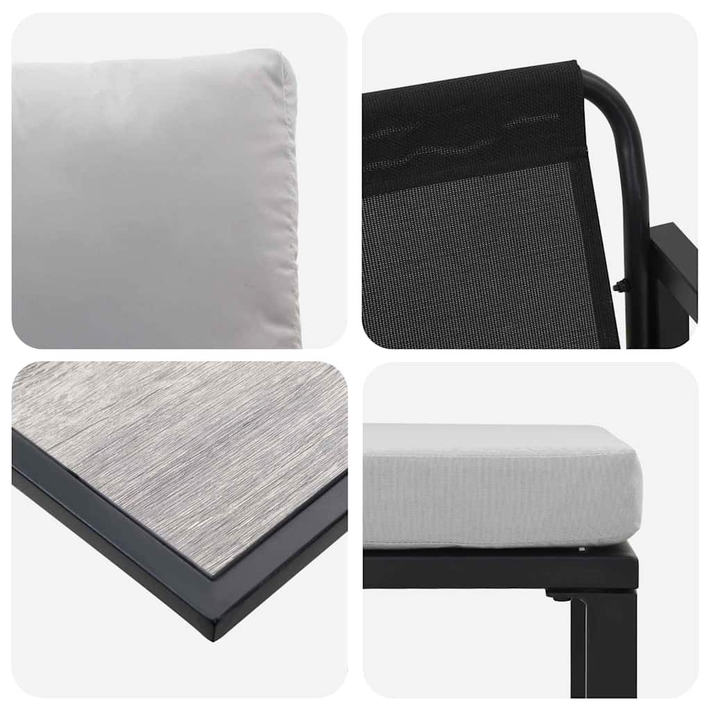 Havesofa Sæt med pude 6 pcs Sort Stål