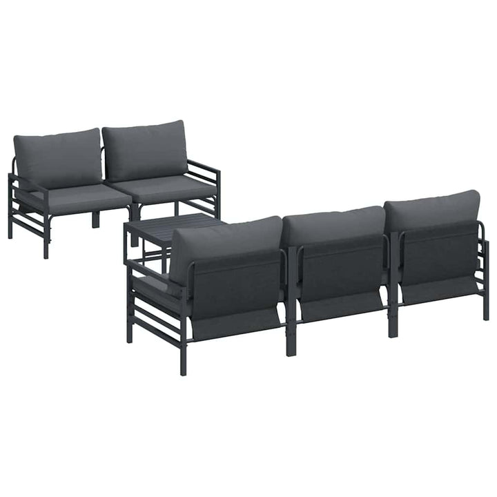 Havesofa Sæt med pude 6 pcs Sort Stål