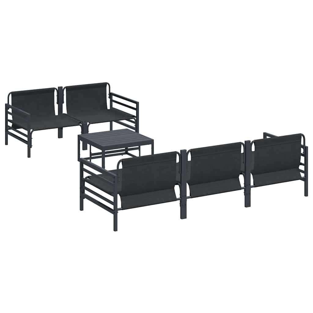 Havesofa Sæt med pude 6 pcs Sort Stål