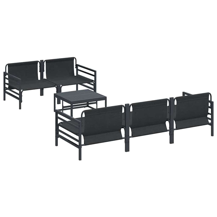 Havesofa Sæt med pude 6 pcs Sort Stål