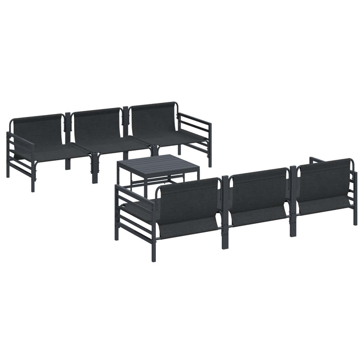 Havesofa Sæt med pude 7 pcs Sort Stål