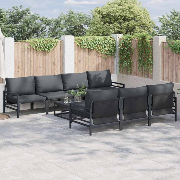 Havesofa Sæt med pude 8 pcs Sort Stål