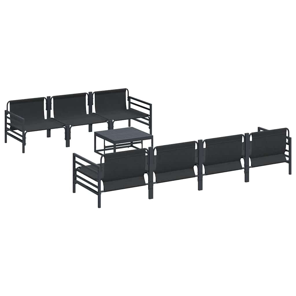 Havesofa Sæt med pude 8 pcs Sort Stål