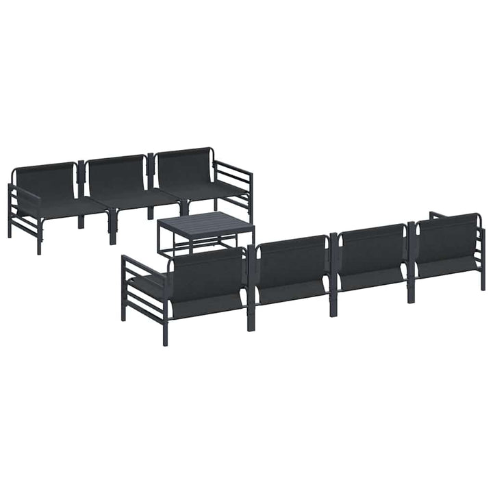 Havesofa Sæt med pude 8 pcs Sort Stål