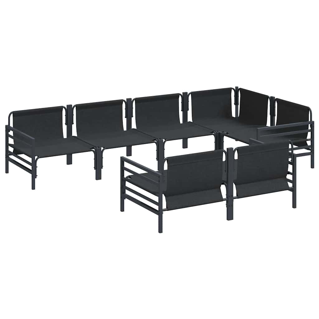 Havesofa Sæt med pude 7 pcs Sort Stål