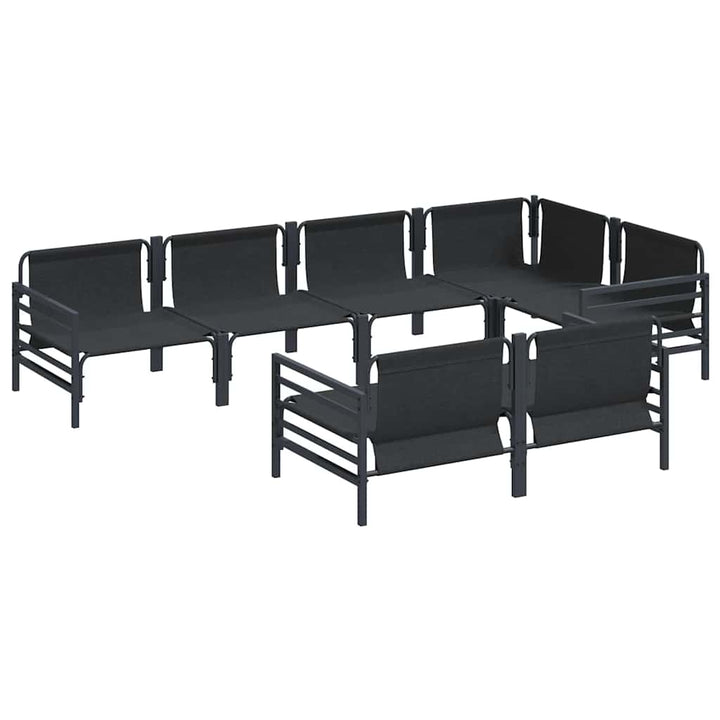 Havesofa Sæt med pude 7 pcs Sort Stål