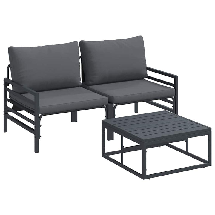Havesofa Sæt med pude 3 pcs Sort Stål
