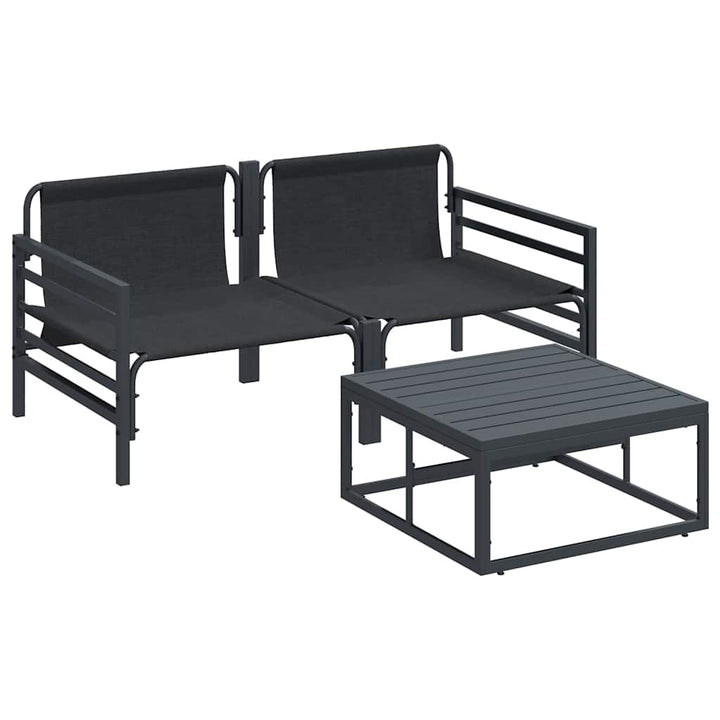 Havesofa Sæt med pude 3 pcs Sort Stål