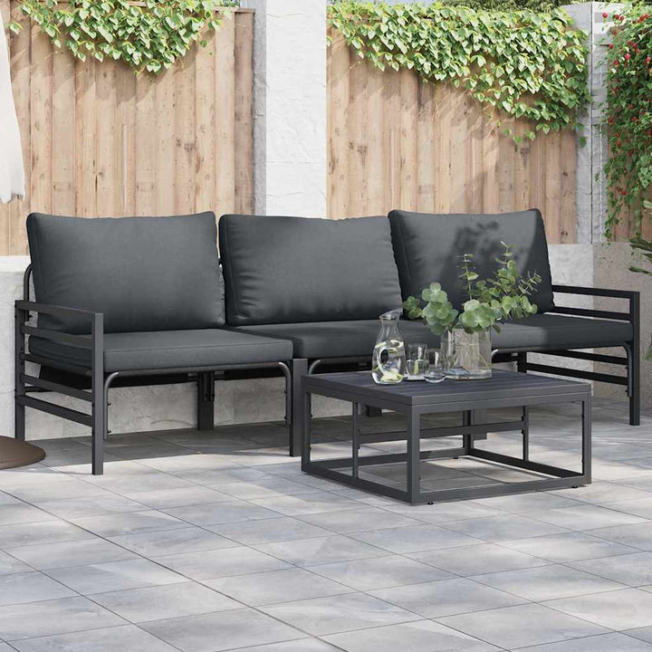 Havesofa Sæt med pude 3 pcs Sort Stål