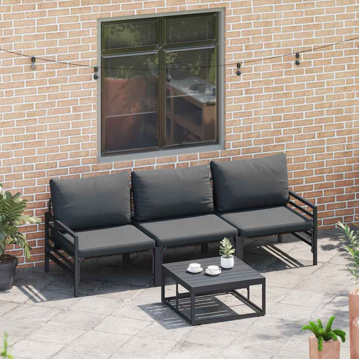 Havesofa Sæt med pude 3 pcs Sort Stål