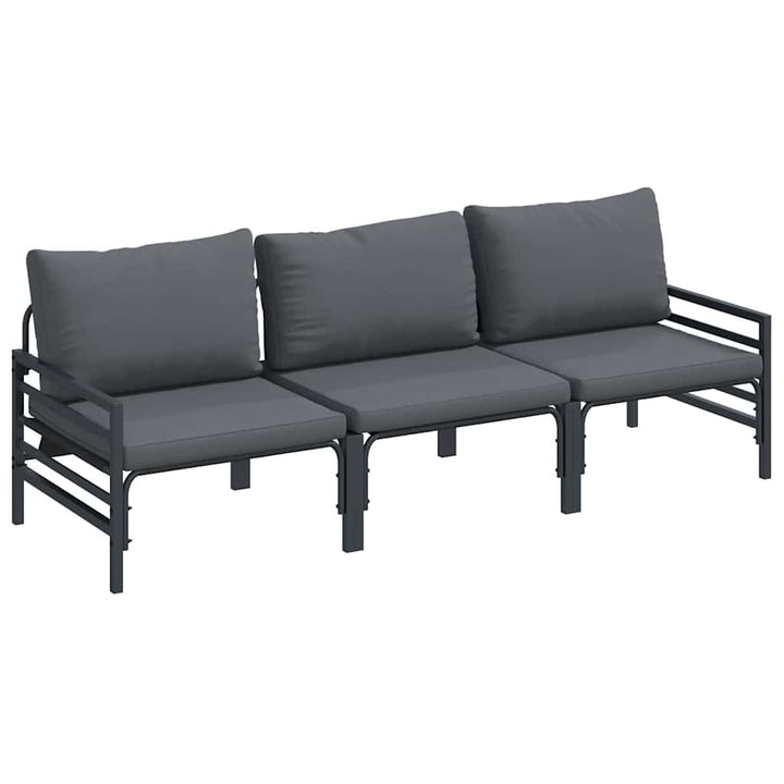 Havesofa Sæt med pude 3 pcs Sort Stål