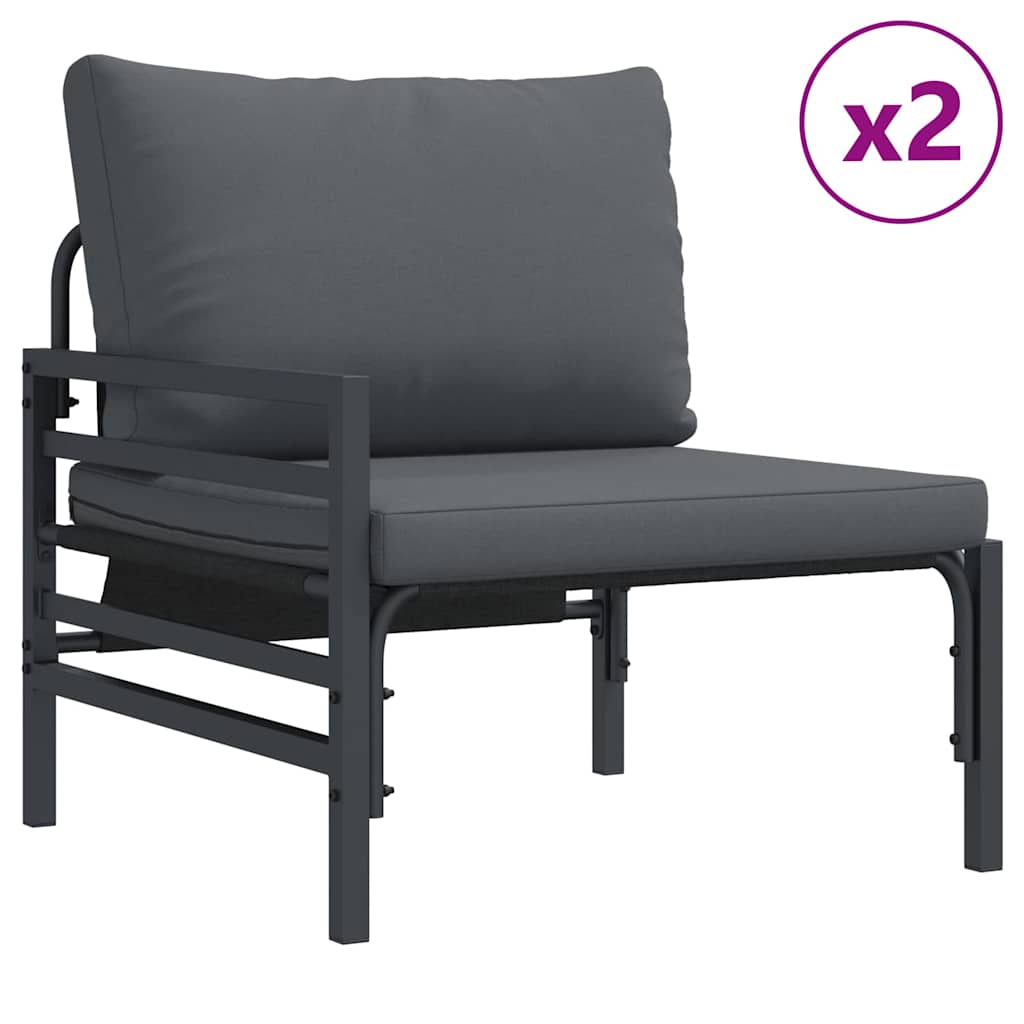 Havesofa Sæt med pude 3 pcs Sort Stål