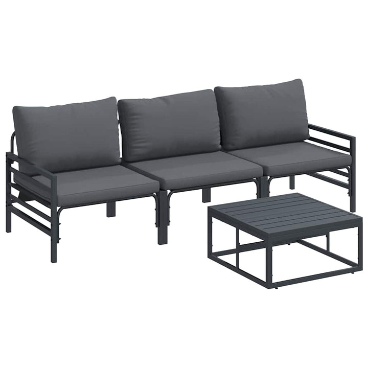 Havesofa Sæt med pude 4 pcs Sort Stål