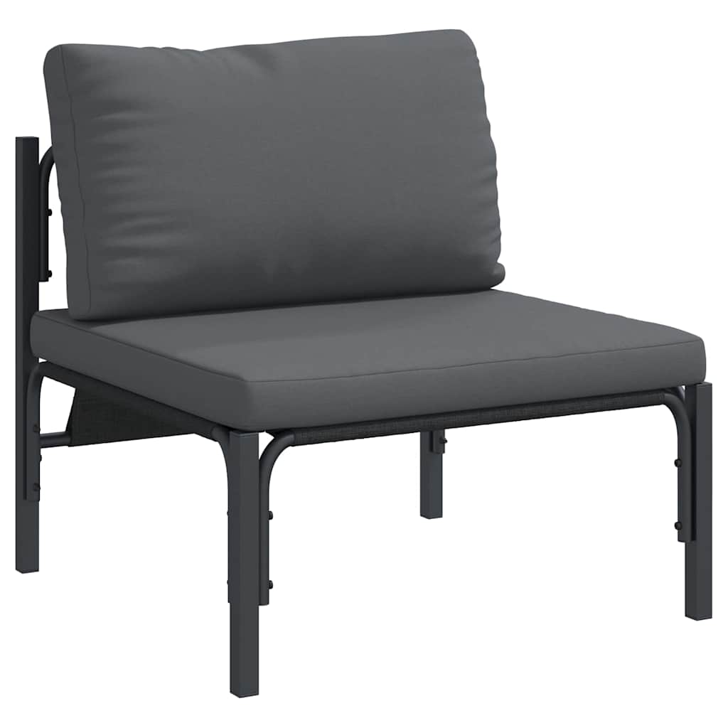 Havesofa Sæt med pude 4 pcs Sort Stål