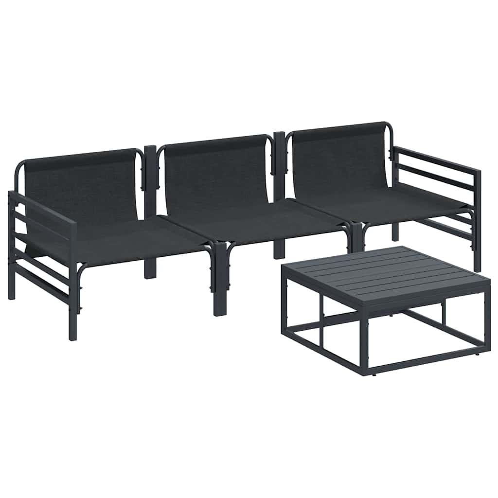 Havesofa Sæt med pude 4 pcs Sort Stål