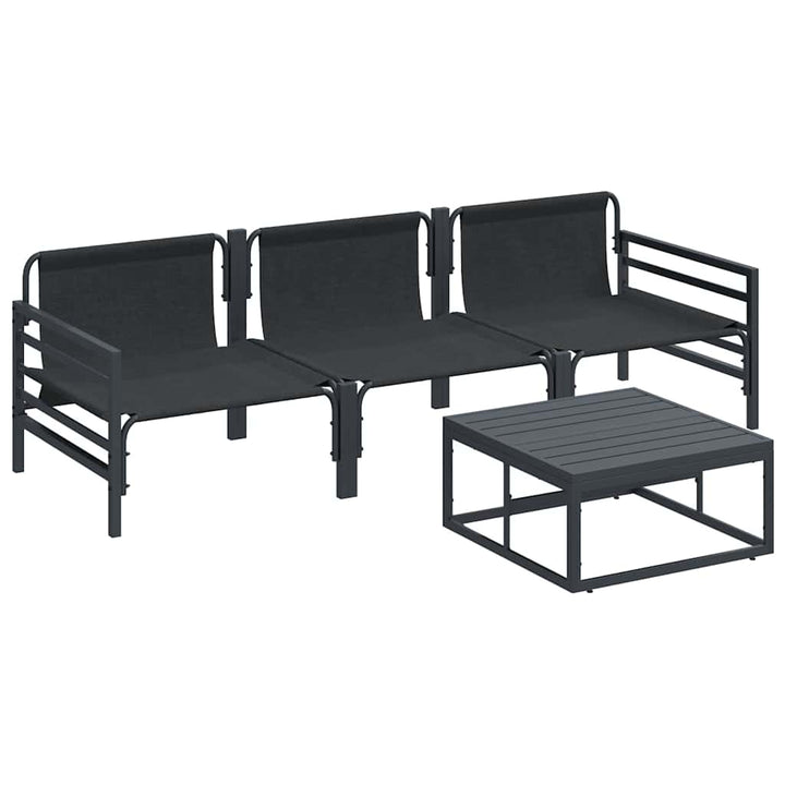 Havesofa Sæt med pude 4 pcs Sort Stål