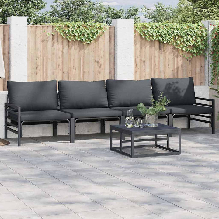 Havesofa Sæt med pude 4 pcs Sort Stål
