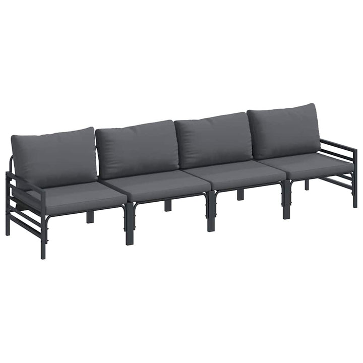 Havesofa Sæt med pude 4 pcs Sort Stål