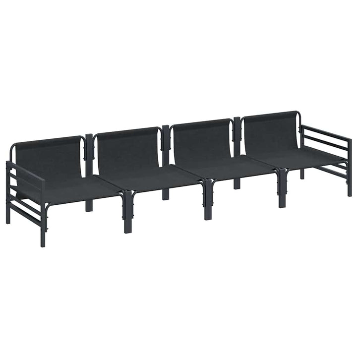 Havesofa Sæt med pude 4 pcs Sort Stål