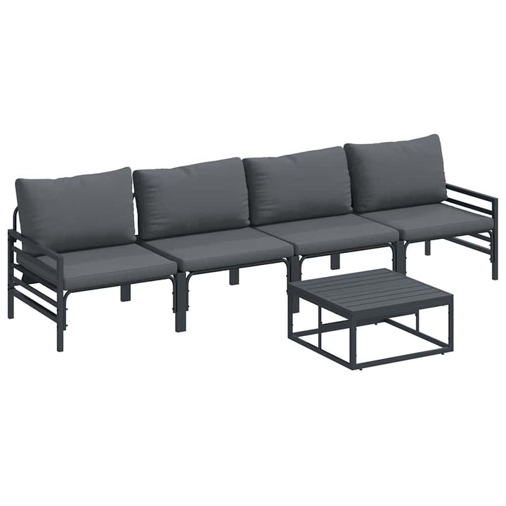 Havesofa Sæt med pude 5 pcs Sort Stål