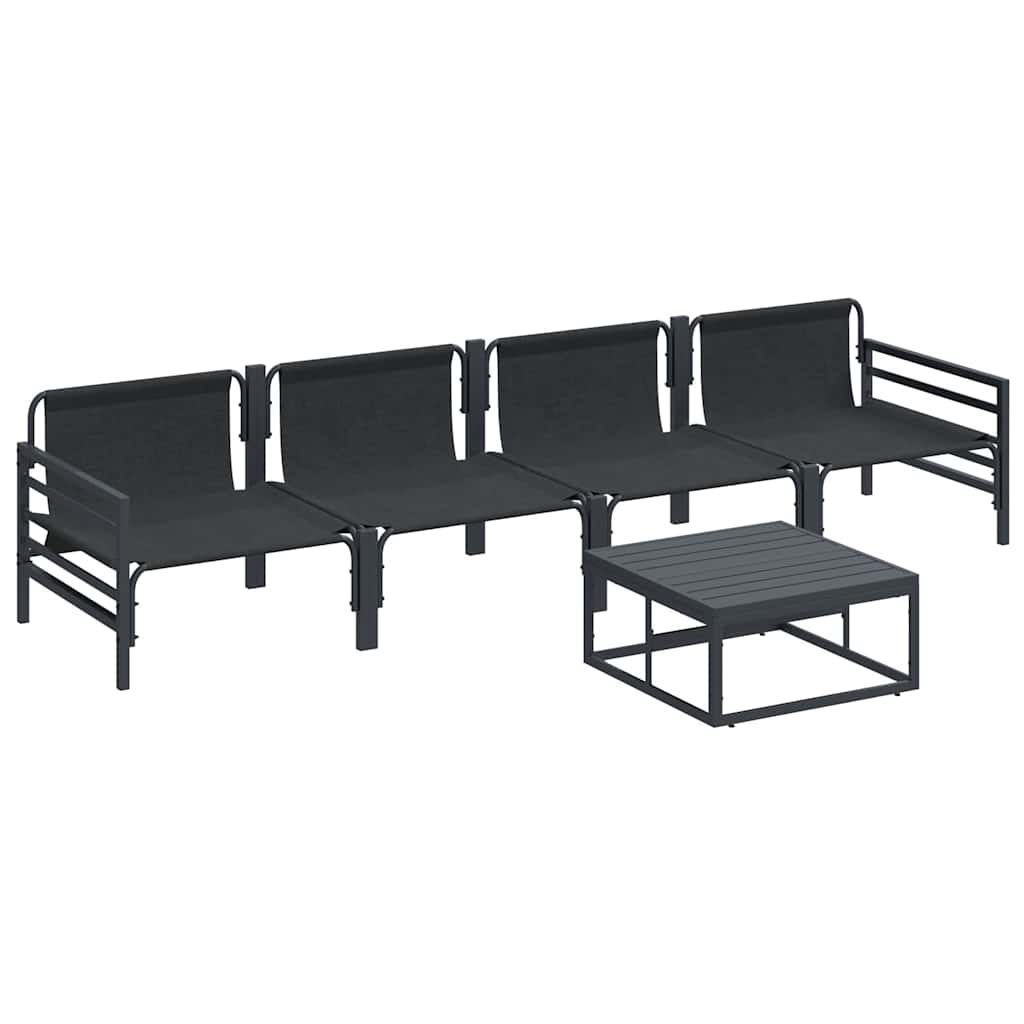 Havesofa Sæt med pude 5 pcs Sort Stål