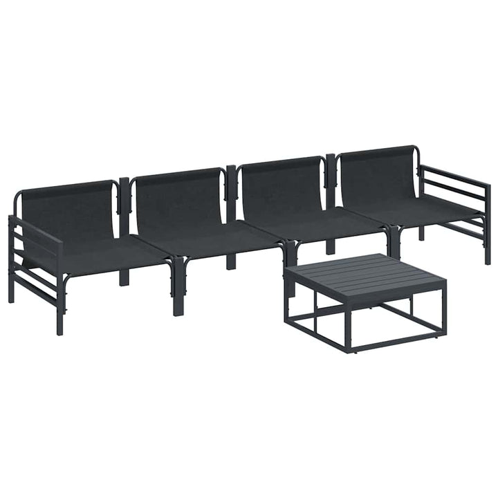 Havesofa Sæt med pude 5 pcs Sort Stål