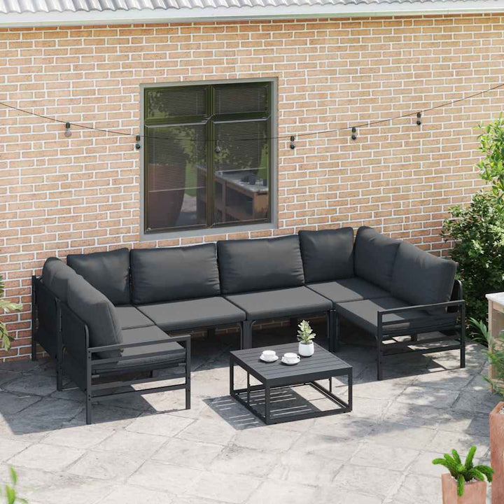 Havesofa Sæt med pude 6 pcs Sort Stål
