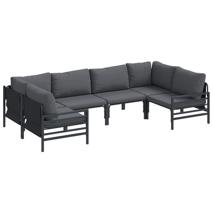 Havesofa Sæt med pude 6 pcs Sort Stål