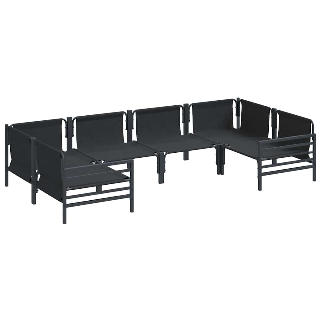 Havesofa Sæt med pude 6 pcs Sort Stål