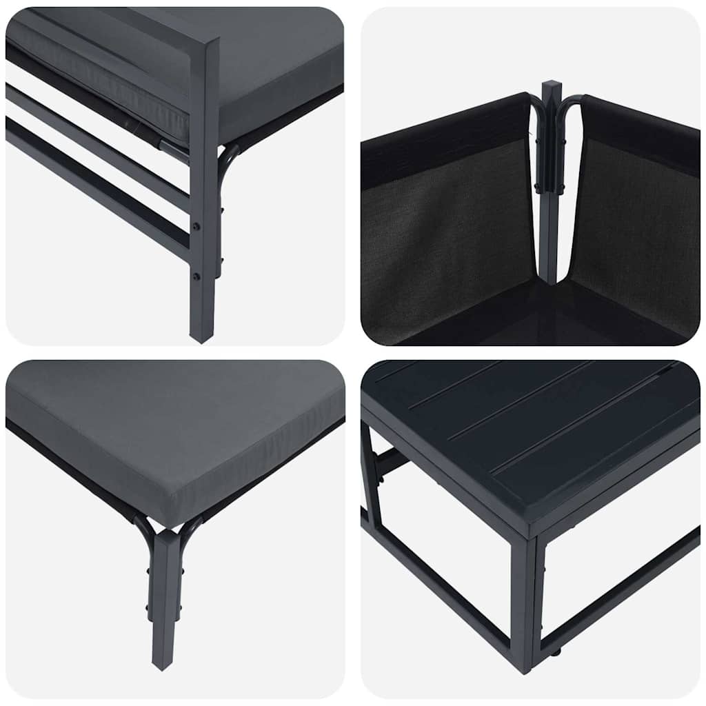 Havesofa Sæt med pude 7 pcs Sort Stål