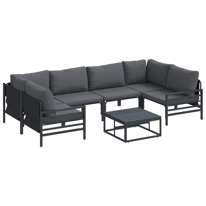 Havesofa Sæt med pude 7 pcs Sort Stål