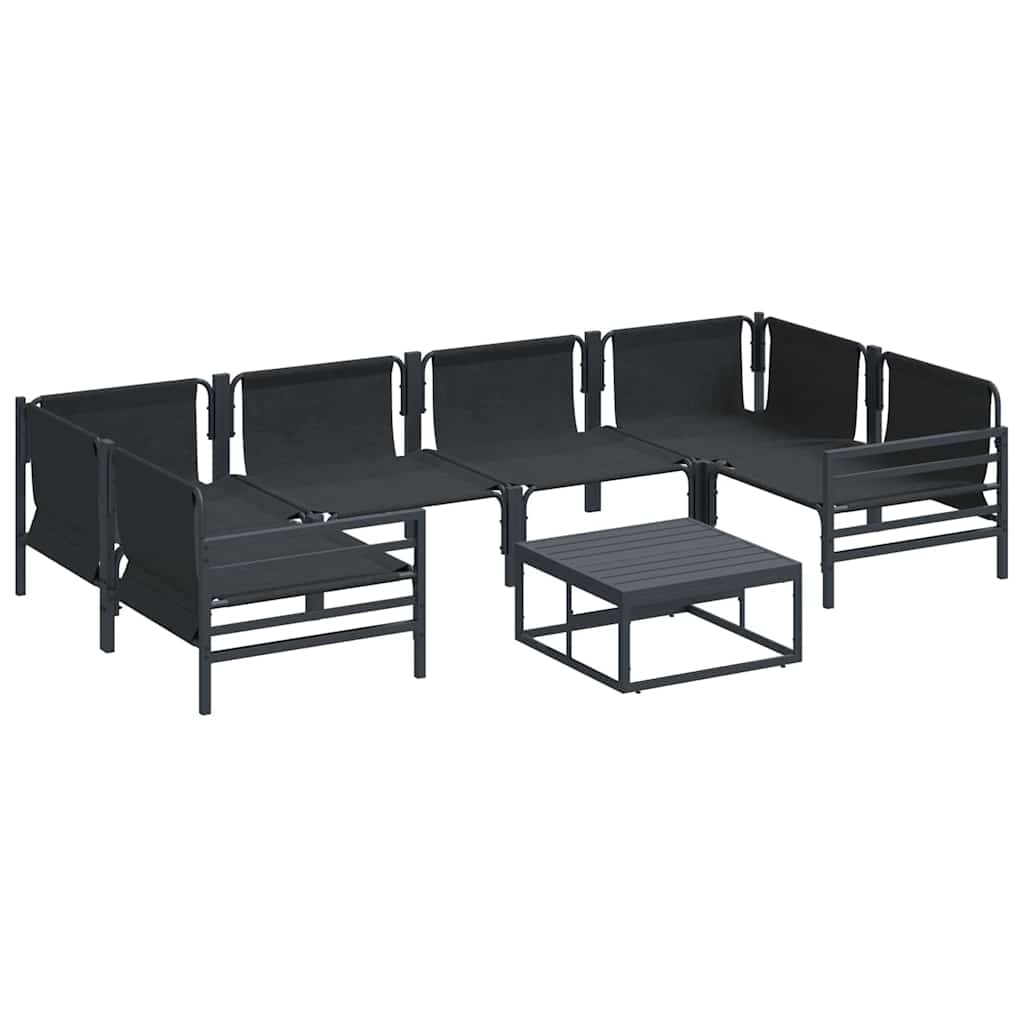 Havesofa Sæt med pude 7 pcs Sort Stål