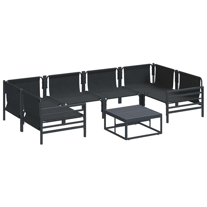 Havesofa Sæt med pude 7 pcs Sort Stål