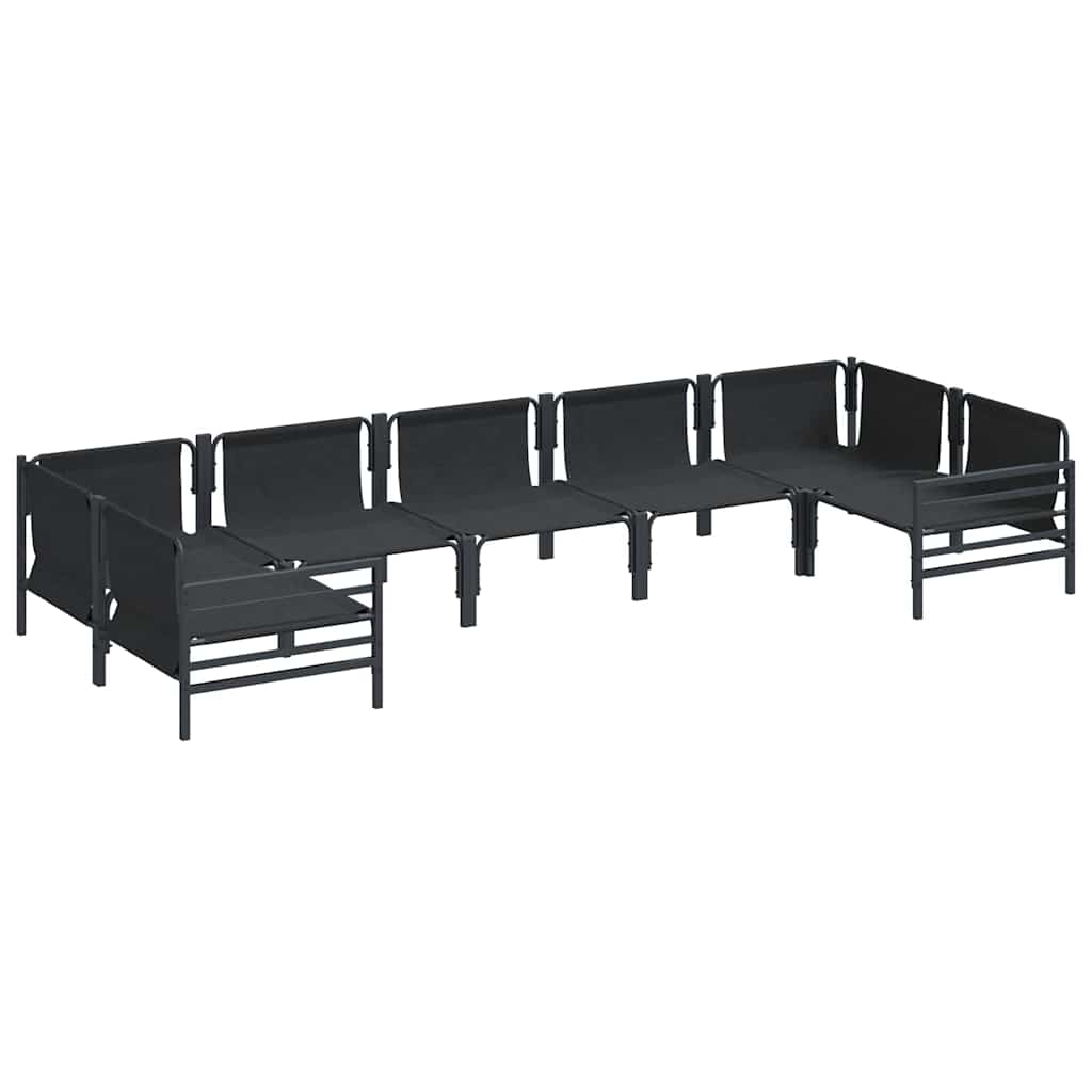 Havesofa Sæt med pude 7 pcs Sort Stål
