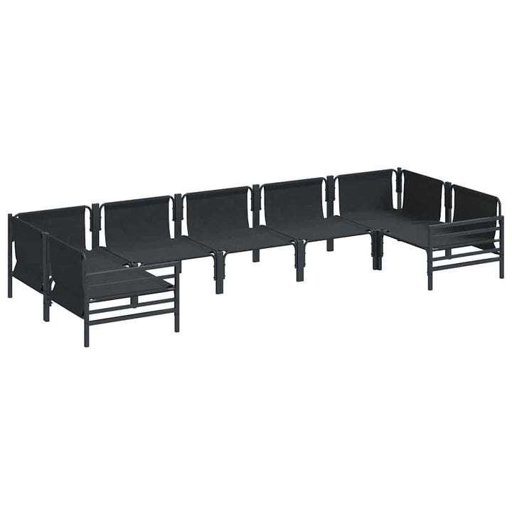 Havesofa Sæt med pude 7 pcs Sort Stål