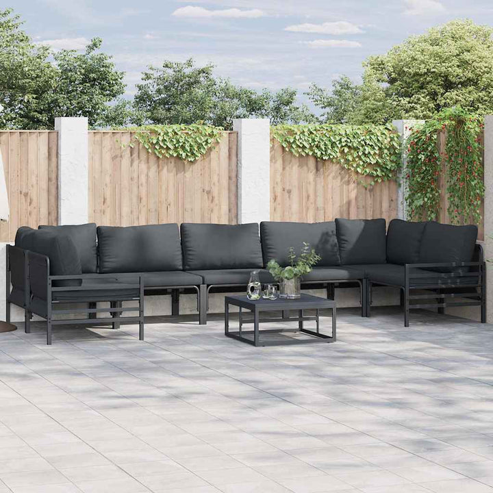 Havesofa Sæt med pude 8 pcs Sort Stål