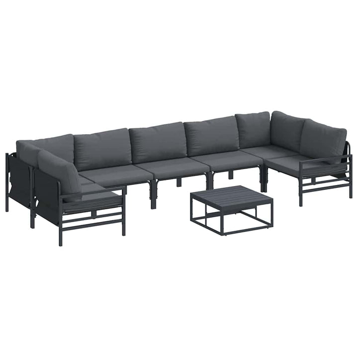 Havesofa Sæt med pude 8 pcs Sort Stål