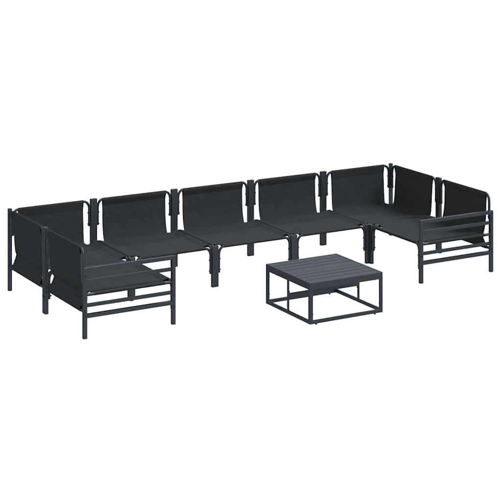 Havesofa Sæt med pude 8 pcs Sort Stål