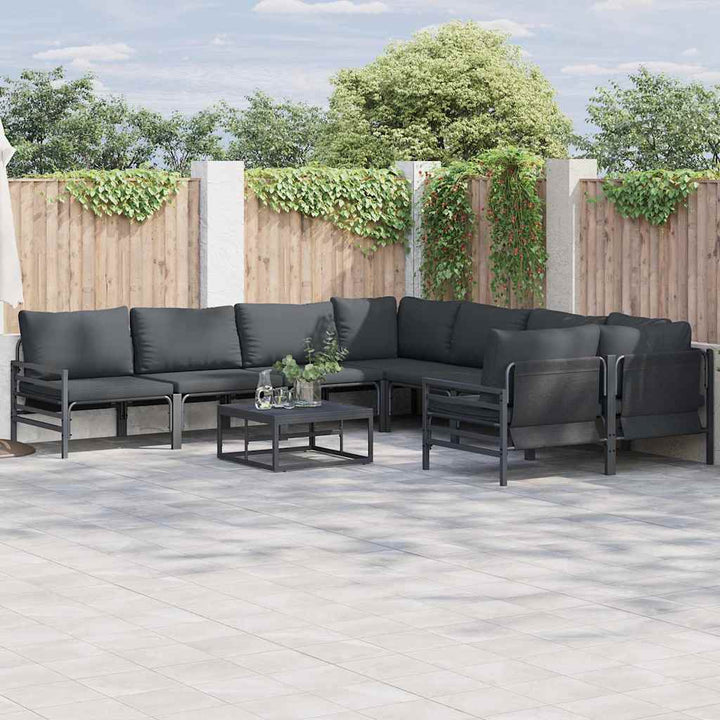 Havesofa Sæt med pude 8 pcs Sort Stål