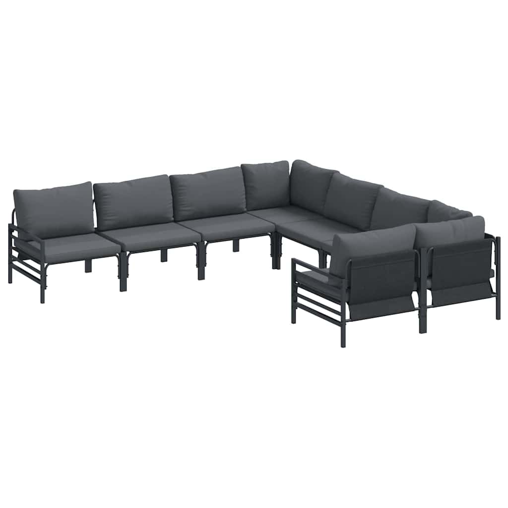 Havesofa Sæt med pude 8 pcs Sort Stål