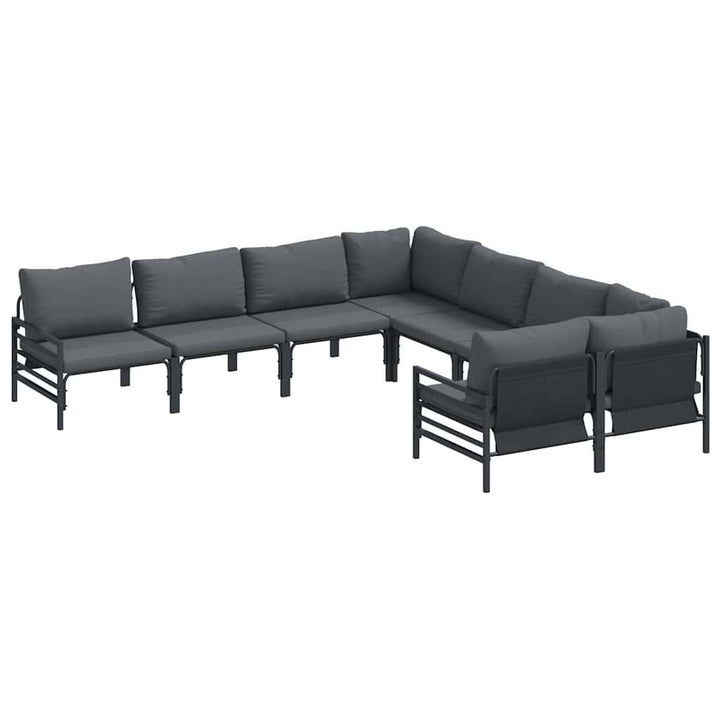 Havesofa Sæt med pude 8 pcs Sort Stål