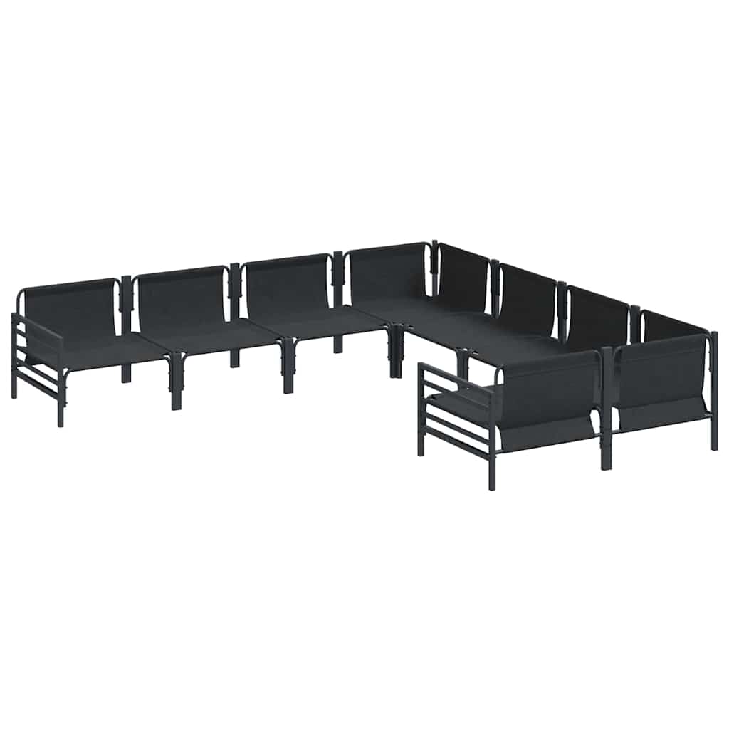 Havesofa Sæt med pude 8 pcs Sort Stål