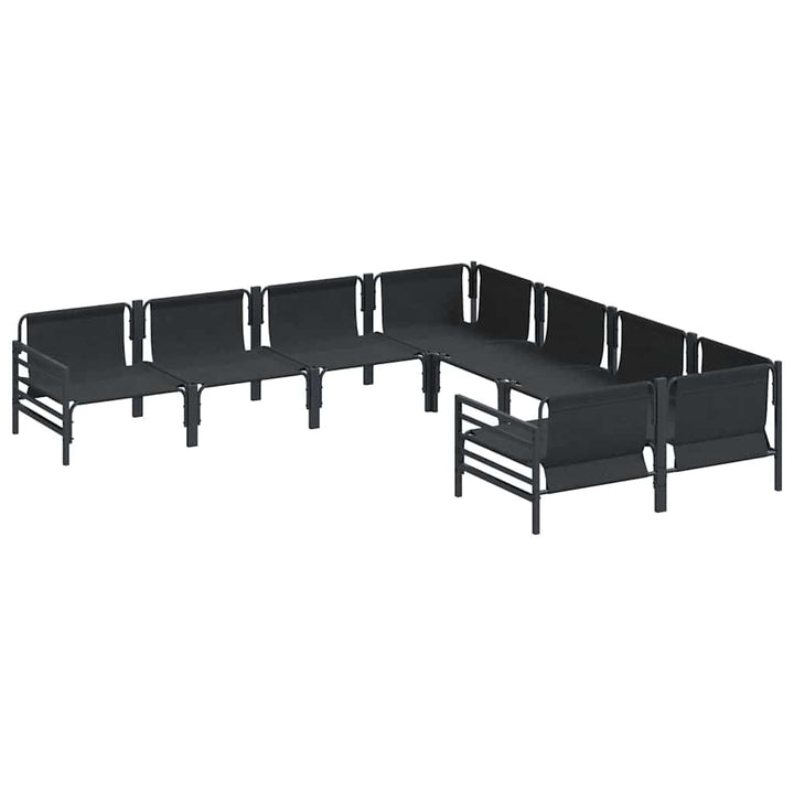 Havesofa Sæt med pude 8 pcs Sort Stål