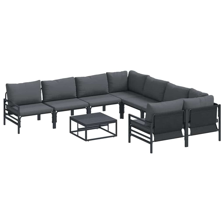 Havesofa Sæt med pude 9 pcs Sort Stål