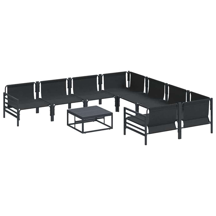 Havesofa Sæt med pude 9 pcs Sort Stål