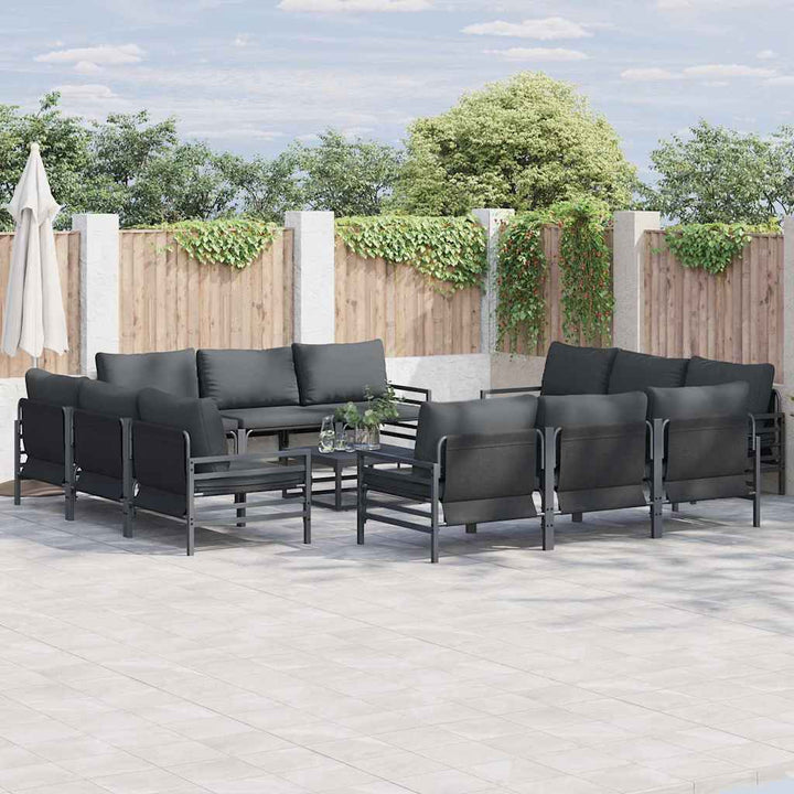 Havesofa Sæt med pude 12 pcs Sort Stål