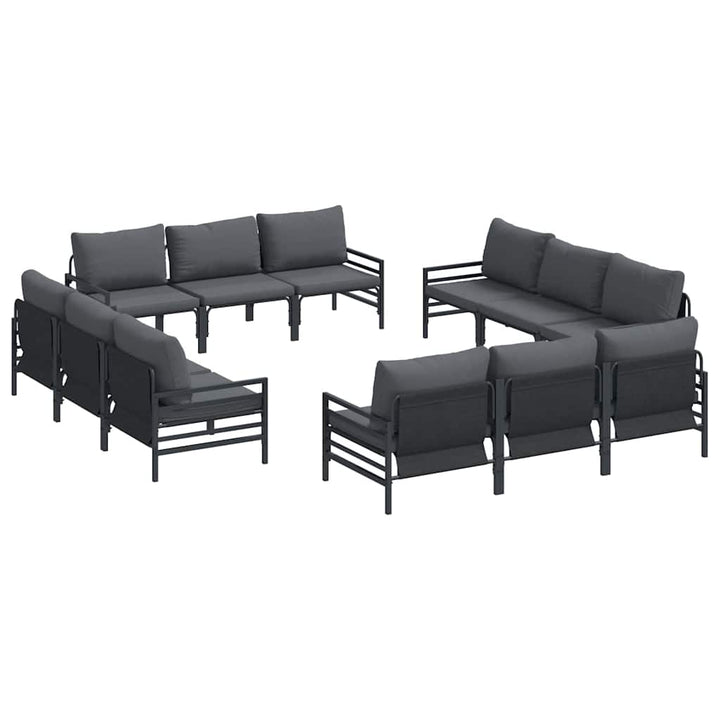 Havesofa Sæt med pude 12 pcs Sort Stål