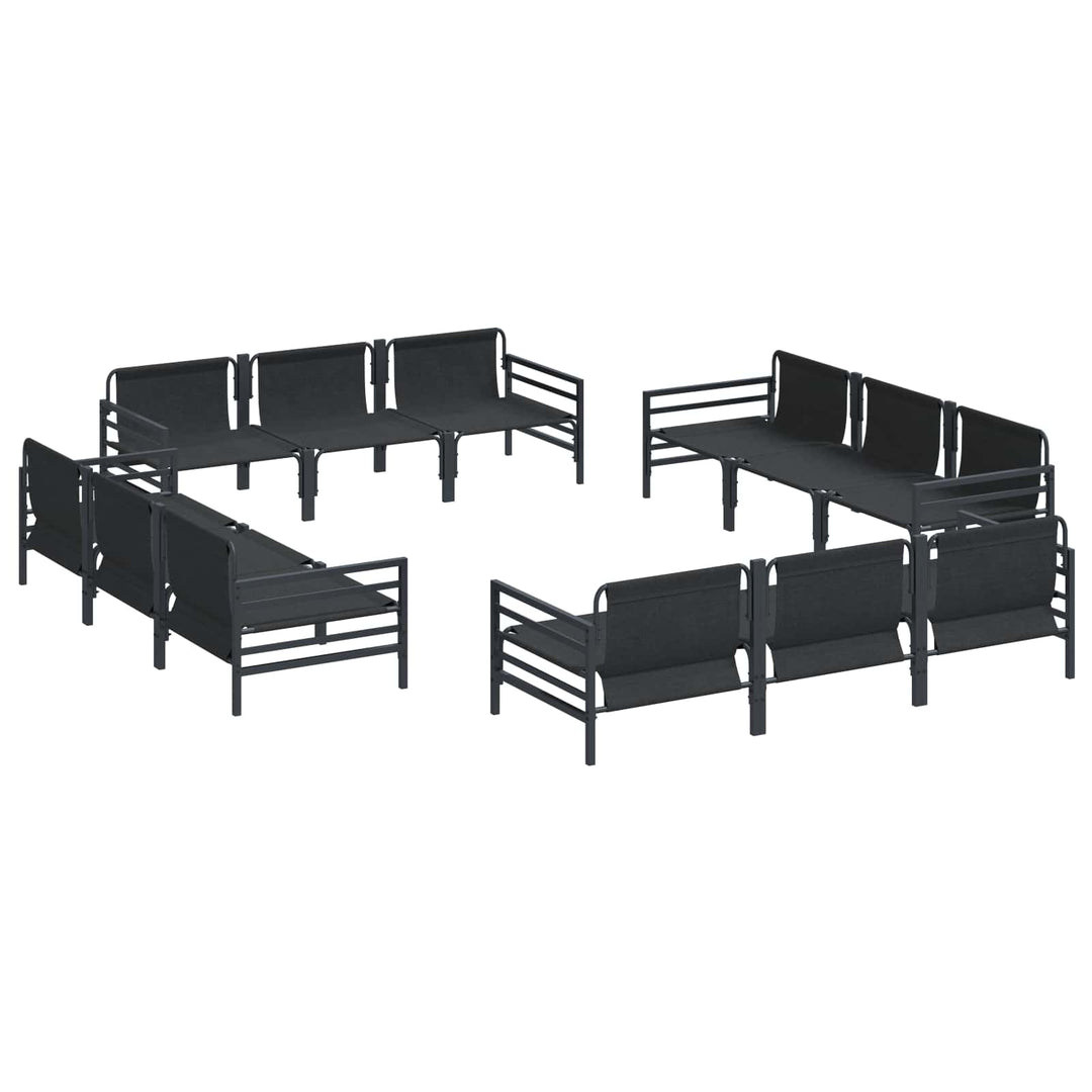 Havesofa Sæt med pude 12 pcs Sort Stål