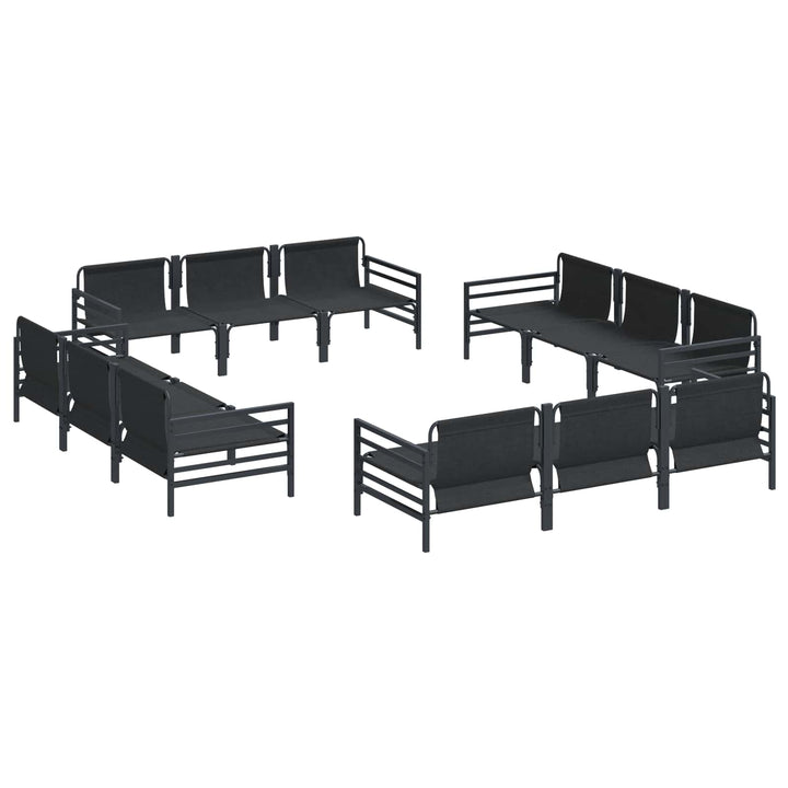 Havesofa Sæt med pude 12 pcs Sort Stål
